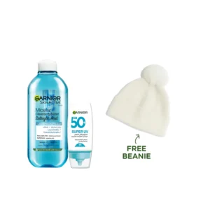 Garnier Fast Clear Micellar Water & Sunscreen Bundle At 20% Off + Free Beanie